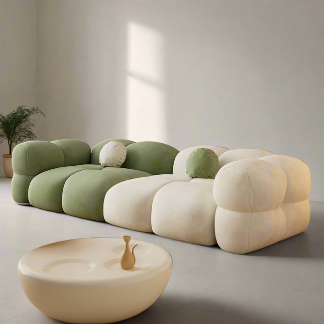 White Green Color Block Cloud Package Baby Plush Sofa