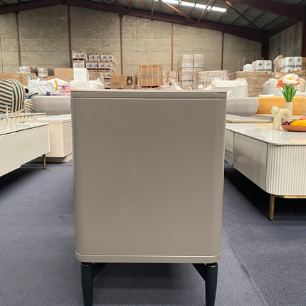 Grey & White Sintered Stone 2-Drawer Cabinet