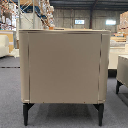 Grey & White Sintered Stone 2-Drawer Cabinet