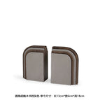 Rounded corner walnut bookends gray