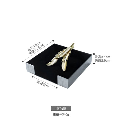Square Napkin Holder With Ginkgo Leaf Pattern Wood Grain Stainless Steel