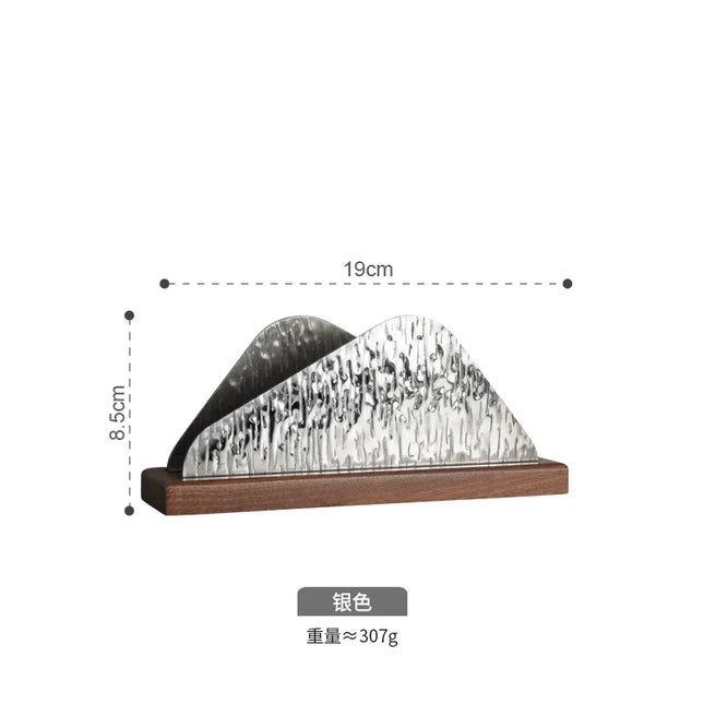 Stainless Steel Ice Pattern Vertical Napkin Holder With Wood Base