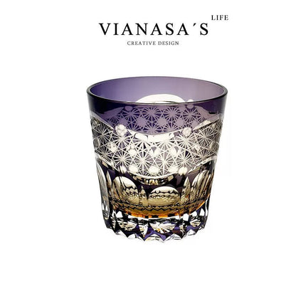 Handmade New Zealand Edo Kiriko Carved Crystal Whiskey Glass