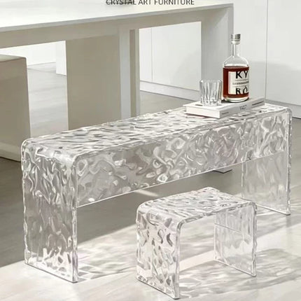 Ice Crack Acrylic Bench | Entryway Shoe Changing Stool