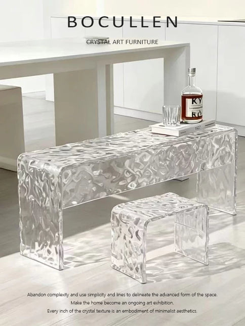 Ice Crack Acrylic Bench | Entryway Shoe Changing Stool