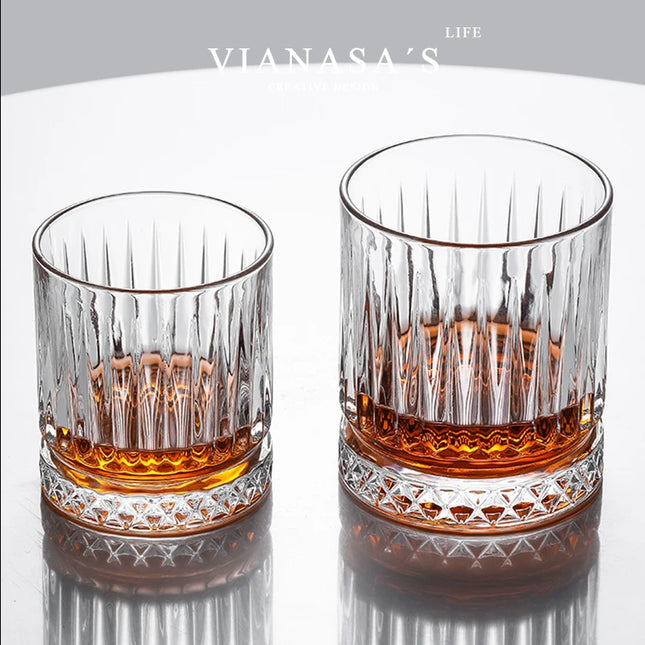 Lead-Free Crystal Whiskey Tumbler 230ml | Striped Glass