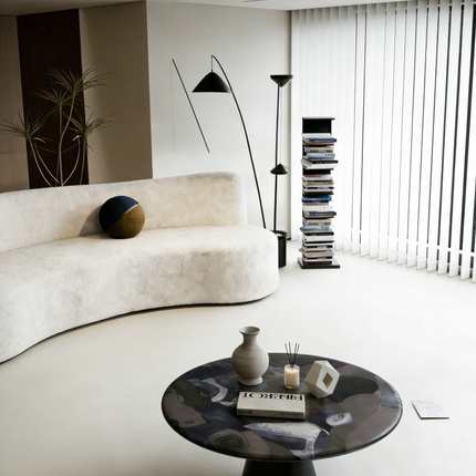 Round Black Coffee Table | Eclectic Modern Living Room