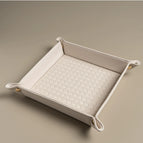 Apricot White (Large) Square Woven Button Storage Box