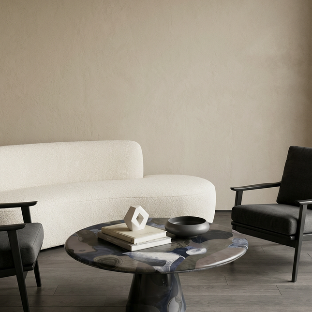 Round Black Coffee Table | Eclectic Modern Living Room