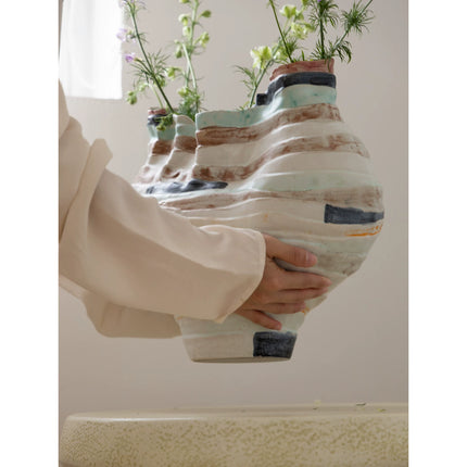 Irregular Painted Art Wide Mouth Vase | Gold Coast | DC508