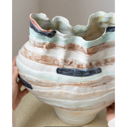 Irregular Painted Art Wide Mouth Vase | Gold Coast | DC508