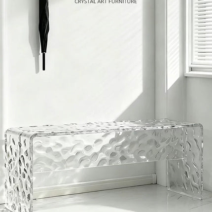 Ice Crack Acrylic Bench | Entryway Shoe Changing Stool