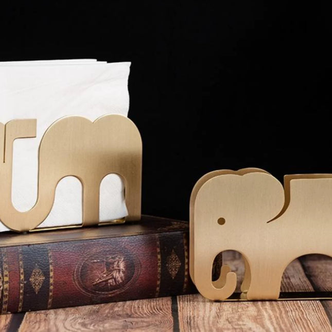 Brass Elephant Napkin Holder - Creative European Style Tissue Stand
