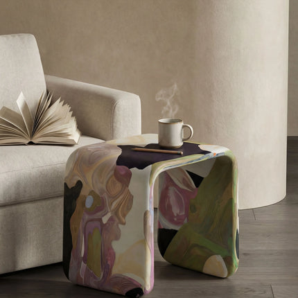 Hand-Painted Artistic Corner Table | Creative Living Room Side Table