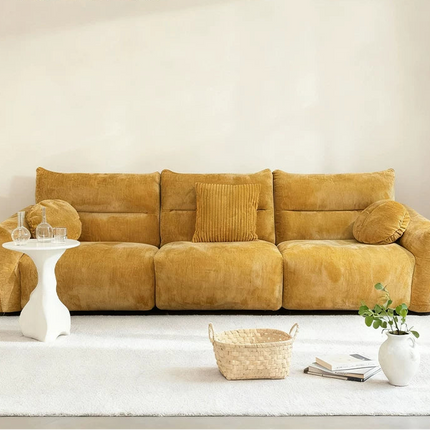 Retro Yellow Cloth Sofa | French Elegance | 130221100S001035