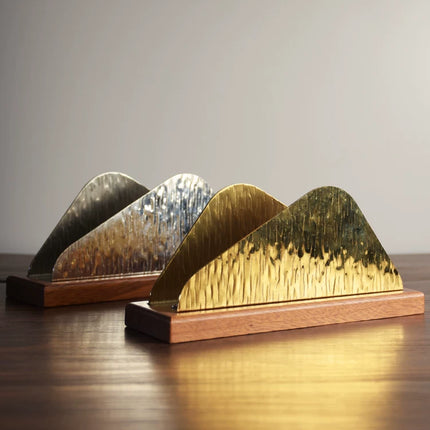 Stainless Steel Ice Pattern Vertical Napkin Holder With Wood Base
