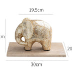 Shell elephant auspicious gold + travertine tray combination