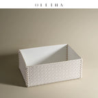 Woven apricot rectangular storage box