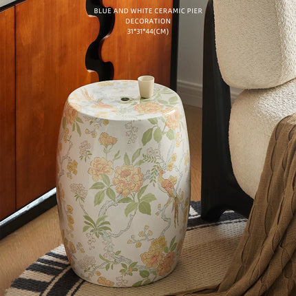 Chinese Floral Birds Ceramic Drum Stool | 6227347606144