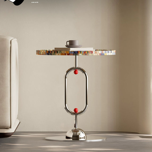 Round Art Designer Side Table | Italian Luxury Style