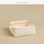 Ivory white square frame (wrinkle pattern 20*20*8cm)