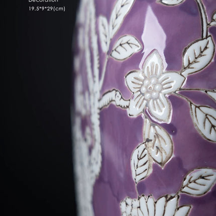 Phoenix Relief Flat Decorative Vase | New Chinese Style