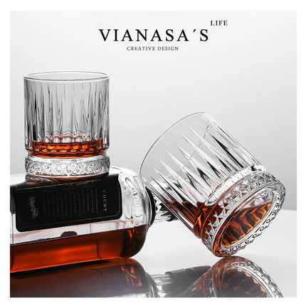 Lead-Free Crystal Whiskey Tumbler 230ml | Striped Glass