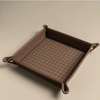 Mud-brown (large) square woven button storage box