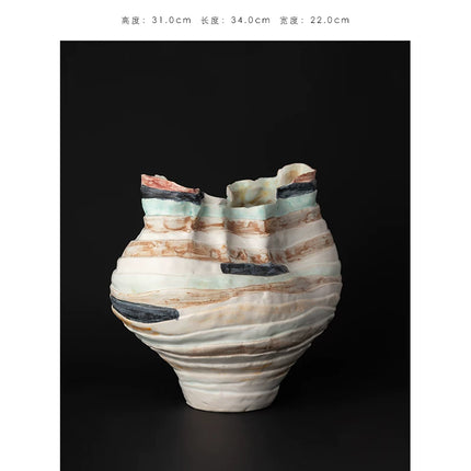 Irregular Painted Art Wide Mouth Vase | Gold Coast | DC508