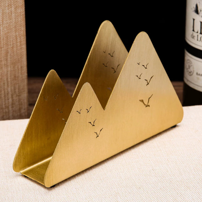 Handmade Australia Brass Tissue Holder Double Peak Stainless Steel
