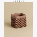 Mud brown square storage tube (wave pattern series)