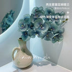 Two haze blue + milky green gradient vases