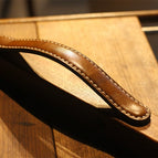 Hidden screw round head brown three-layer cowhide handle hole spacing 16cm
