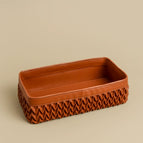 Coffee brown rectangular storage box (wave pattern series)
