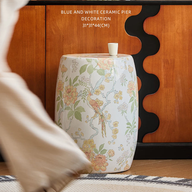 Chinese Floral Birds Ceramic Drum Stool | 6227347606144