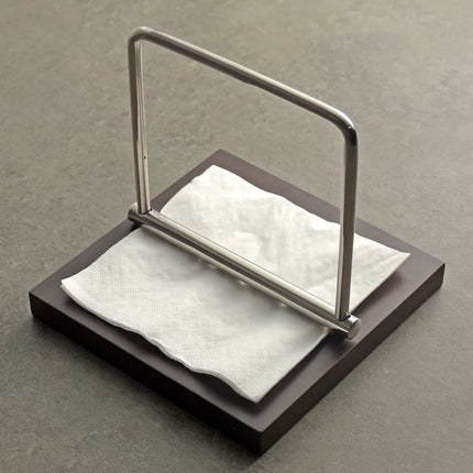 Vintage Metal and Wood Square Napkin Holder