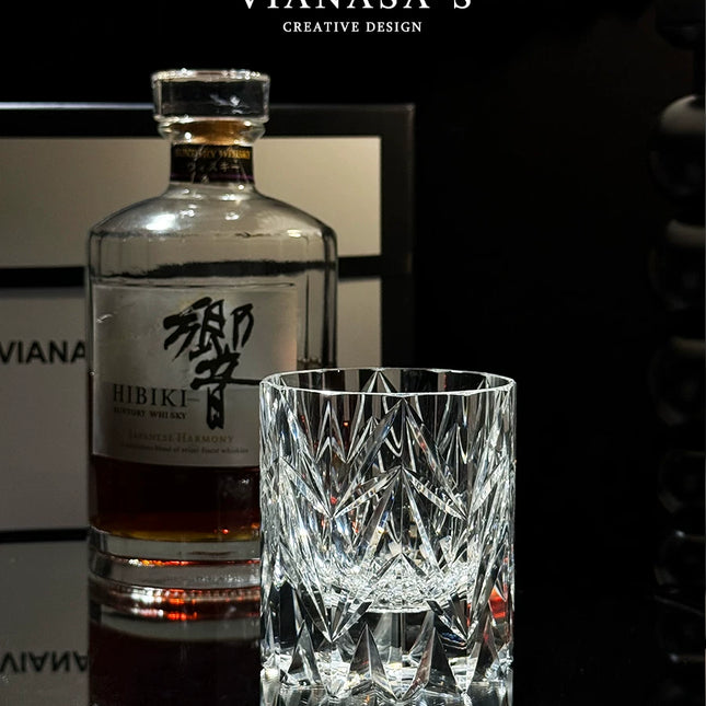 K9 Crystal Whiskey Glasses, Edo Kiriko Cut, Gift Box