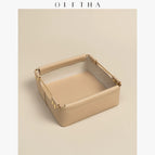 Cream square metal storage box