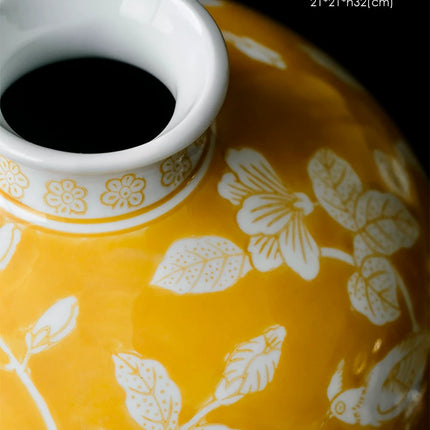 Yellow Orchid Ceramic Vase | New Chinese Style