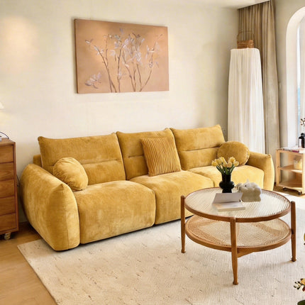 Retro Yellow Cloth Sofa | French Elegance | 130221100S001035