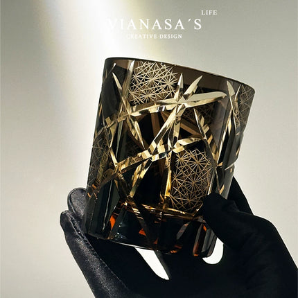 Handmade Edo Cut Crystal Whiskey Glass Gift Box Set