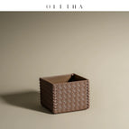 Braided mud brown color handmade square small box 10*10*8