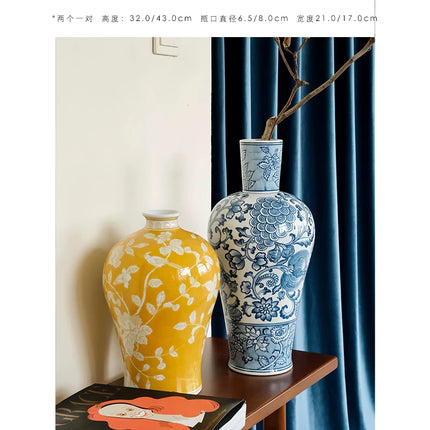 Yellow Orchid Ceramic Vase | New Chinese Style