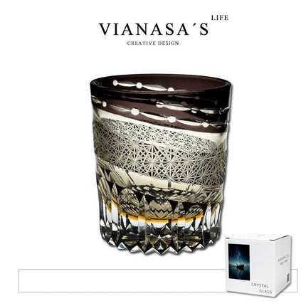 Handmade Edo Cut Crystal Whiskey Tumbler with Meteor Moon Pattern