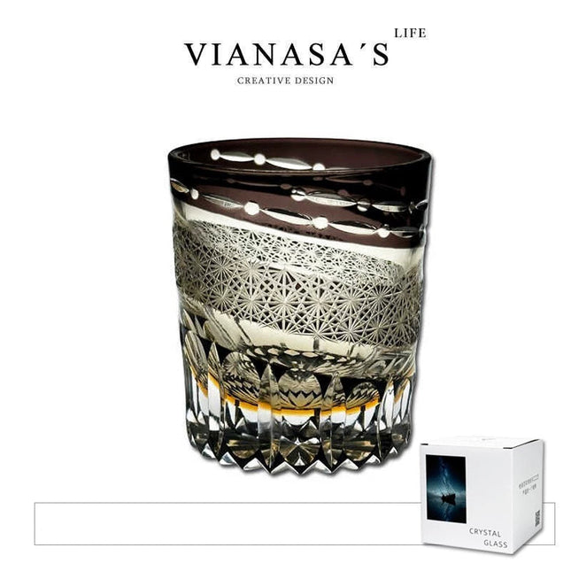Handmade Edo Cut Crystal Whiskey Tumbler with Meteor Moon Pattern