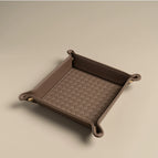 Mud-brown (medium) square woven button storage box