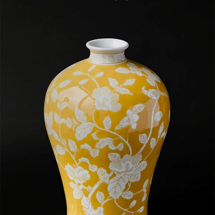 Yellow Orchid Ceramic Vase | New Chinese Style