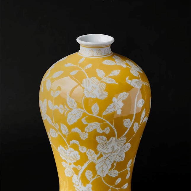 Yellow Orchid Ceramic Vase | New Chinese Style