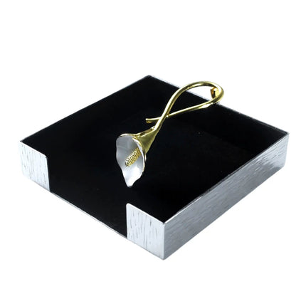 Square Napkin Holder With Ginkgo Leaf Pattern Wood Grain Stainless Steel