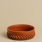 Coffee brown round storage box (wave pattern series)